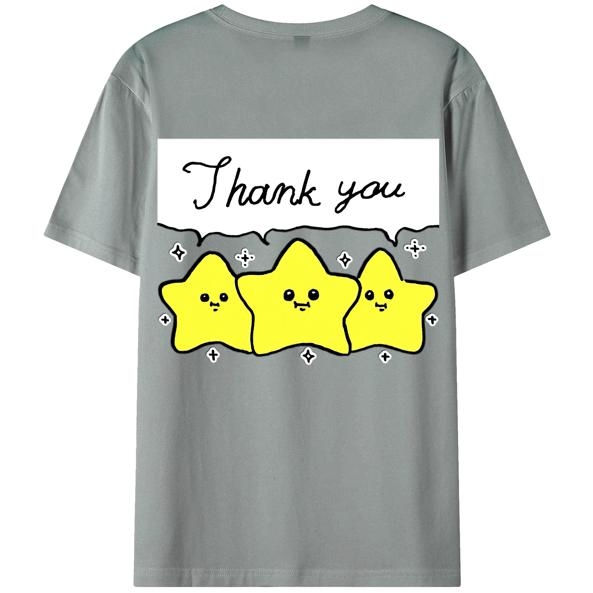 （画像用） ちいかわ 流れ星 Chii-kawa Shooting star 綿100％ メンズ半袖Tシャツ（バックプリント） 通気性